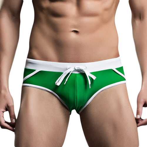 Mens Low Waist Briefs Contrast Color Trunks Professional Sexy Fashion Swimming Shorts