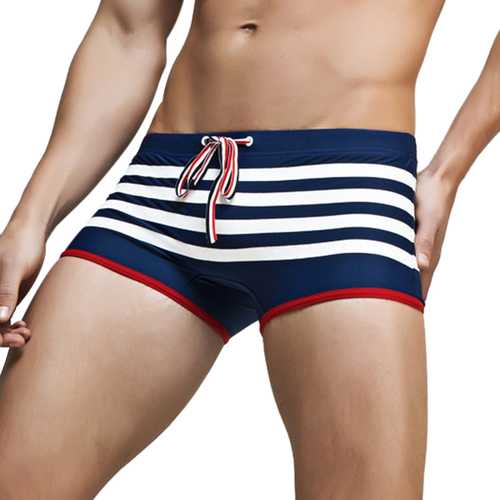 SUPERBODY Mens Beach Swimming Casual Striped Printing Shorts Low Waist Sexy Summer Fashion Boxers