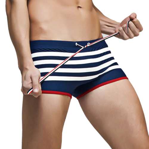 SUPERBODY Mens Beach Swimming Casual Striped Printing Shorts Low Waist Sexy Summer Fashion Boxers