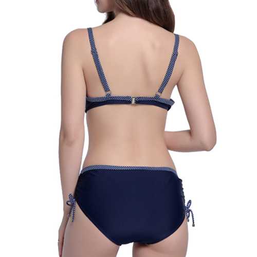 Sexy Plus Size Backless Underwire Swimwear Push Up Deep V Tight Tight Gather Bikini Set