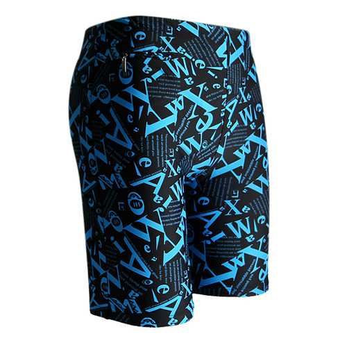 Mens Plus Size Spa Surf Zipper Pocket Printing Beach Swimming Shorts Knee Length Trunks