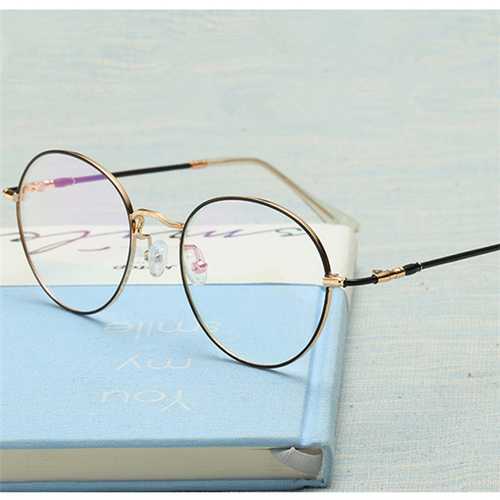 Unisex Ultralight Radiation Protection Eyeglasseess Round Oval Metal Rim Vintage Lens Glasses