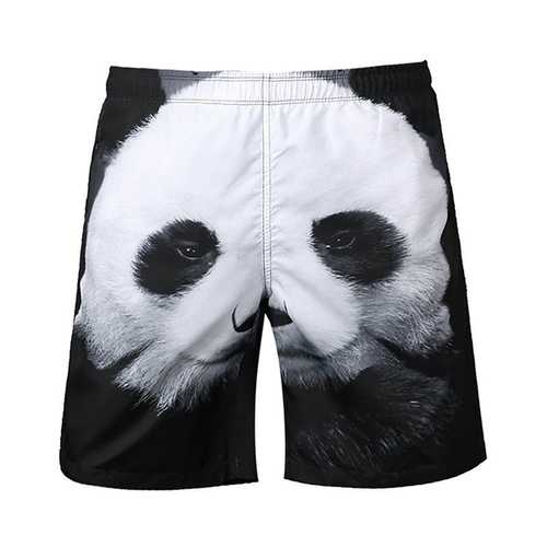 Mens Quick Drying Printing Beach Swimming Surf Shorts Personality Loose Fit Casual Knee Length