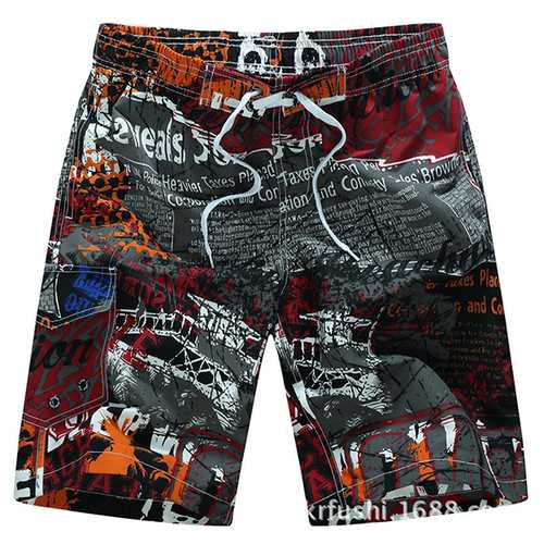 Summer Printing Athletics Casual Home Quickly Dry Loose Sports Beach Shorts Plus Size for Men