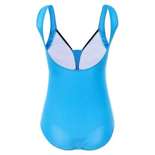 Women Pure Color One Piece Backless Front Fold Swimwear