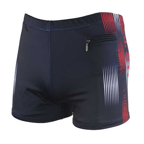 Mens Plus Size Zipper Pocket Shorts Surf Swimming Letter Printing Boxers Spa Surf Casual Trunks