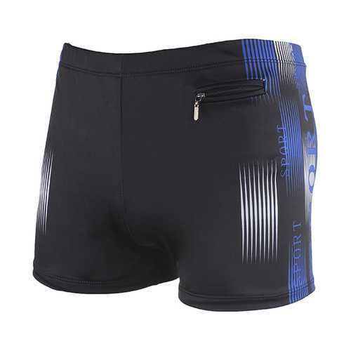 Mens Plus Size Zipper Pocket Shorts Surf Swimming Letter Printing Boxers Spa Surf Casual Trunks