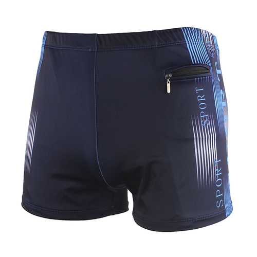 Mens Plus Size Zipper Pocket Shorts Surf Swimming Letter Printing Boxers Spa Surf Casual Trunks