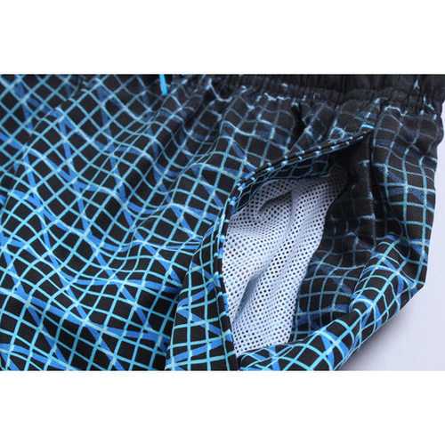 Blue Casual Quick Drying Breathable Printing Sport Loose Beach Shorts for Men