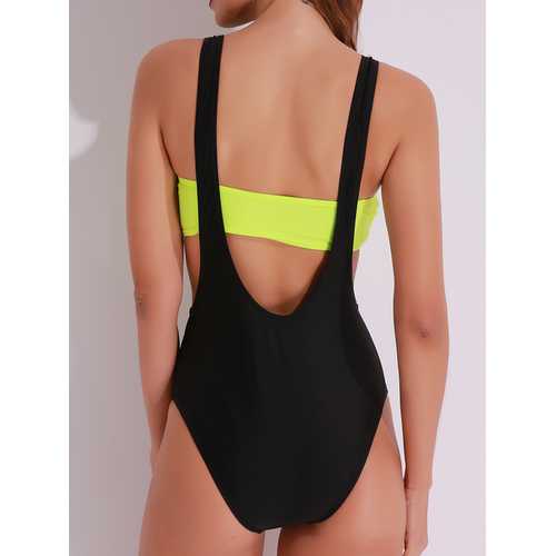 Sexy Hollow Out Wireless Bathing Suits One Piece  Swimwear