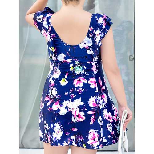 Plus Size Short Sleeves Wireless Swimdresses