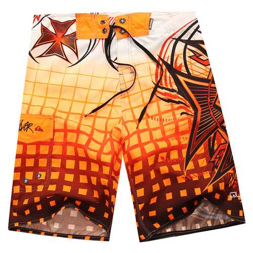 Mens Summer Casual Holiday Quick Drying Loose Printing Beach Surf Board Shorts