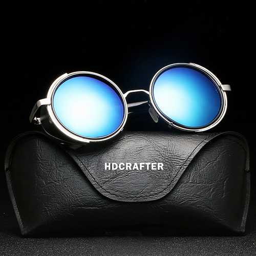 Men Women Vintage Steam Punk Round Uv Protection Sun Glassess Summer Sunscreen Eyeglasseess