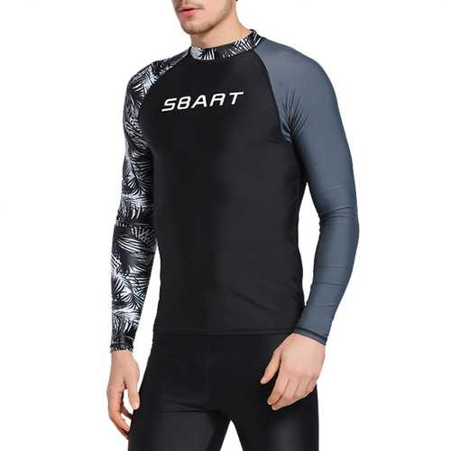 Mens Sunscreen Diving Tops Printing Long Sleeve Swimming T-shirts Floating Tops