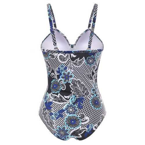 Plus Size Printed Figure Flattering One Piece Swimwear