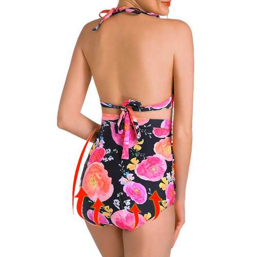 Sexy Halter Strap Printed Wireless Swimwear Sets