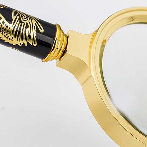 HD 8X Embossed Dragon Handle Magnifying Overgild Glasses