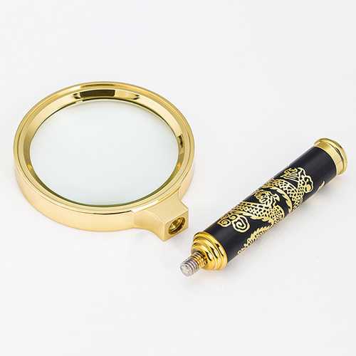 HD 8X Embossed Dragon Handle Magnifying Overgild Glasses