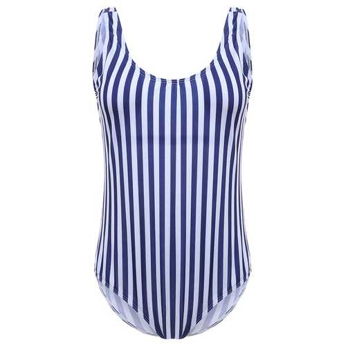 Striped Backless Padded Slim Fit One Piece Swimsuit