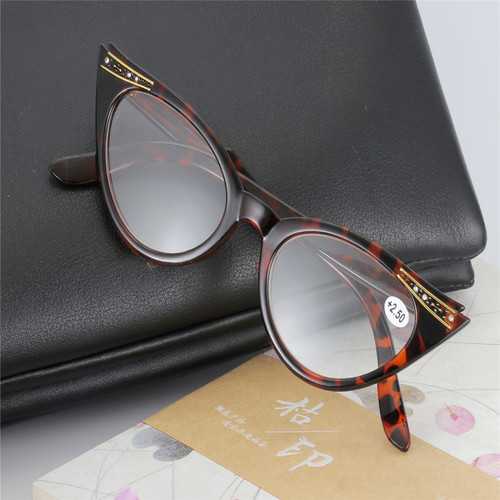 Women Fashion Resin Leopard Cat Eye Presbyopic Glasses