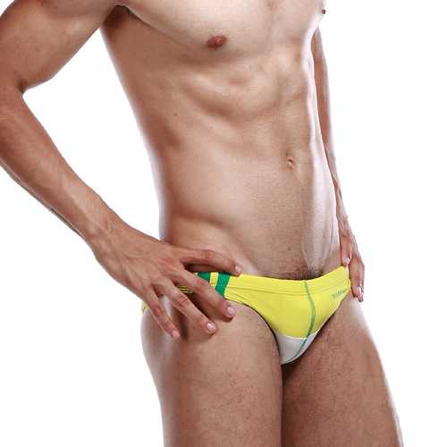 SEOBEAN S5242 Men Sexy Low Waist Comfortable No Trace Colorblock Swimming Trunks Swimwear