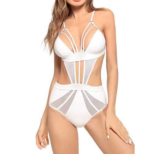 Hollow Out Padded Strap-on One Piece Swimsuit