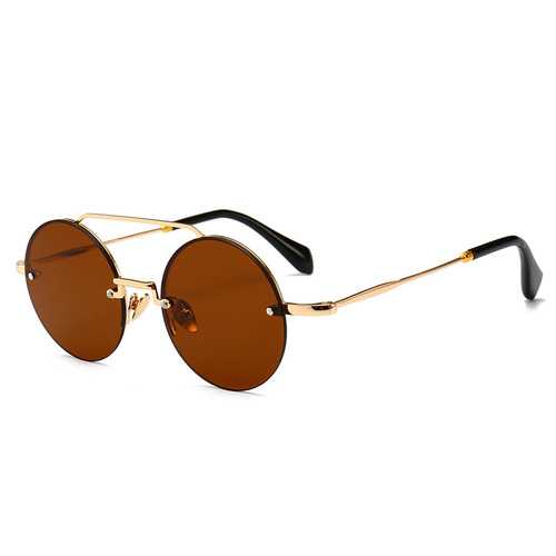 Men Women Narrow Frame Retro Round Sunglasses