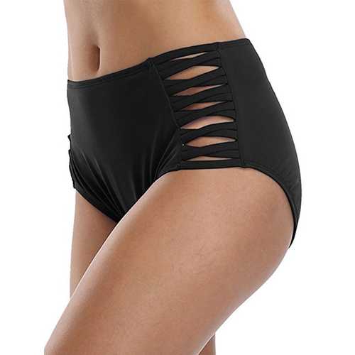 High Waisted Slim Fit Cross Full Hip Bikini Bottoms