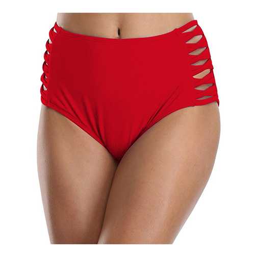 High Waisted Slim Fit Cross Full Hip Bikini Bottoms