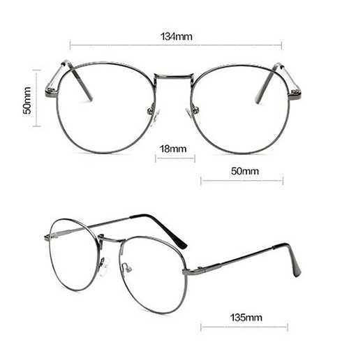 Mens Women Lightweight Round Frame Fake Glasses