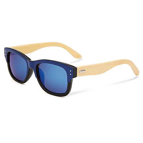 UV400 Unisex Bamboo Legs Rivet Sunglasses Mirror Color Frame Wooden Eyewear Glasses