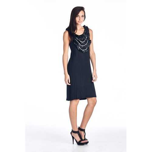 Women's Pearl Neck Trim Tank Dress