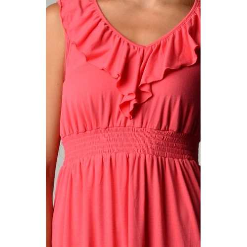 Women's Empire Waist Smocked Ruffle V-Neck Dress