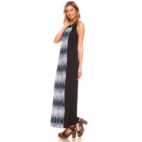 Women's Sleeveless Color Block Maxi Dress