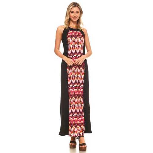 Women's Sleeveless Color Block Maxi Dress