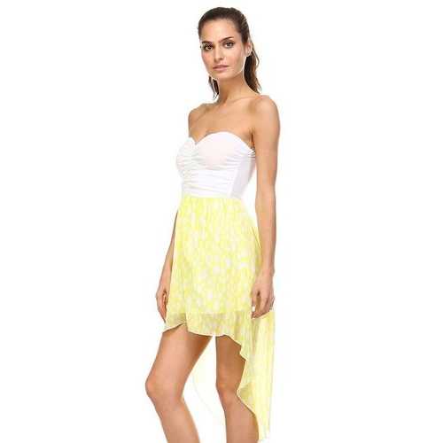 Women's Mixed Media Hi-Low Strapless Dress