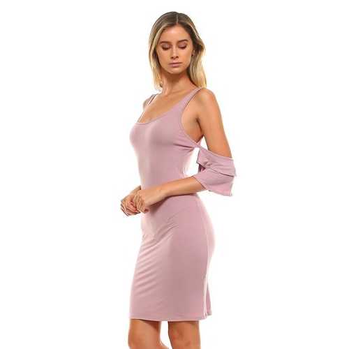 Women's Cold Shoulder Ruffle Tank Dress