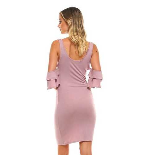 Women's Cold Shoulder Ruffle Tank Dress