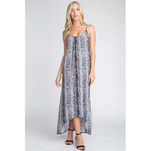 Women's Snakeskin Print Maxi Tank Dress