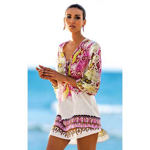 Snake Print V-Neck Beach Dress