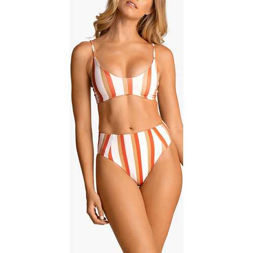 Striped Two Pieces High Waist Swimsuits Orange