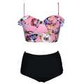 Two Piece Swimsuit Retro Boho Flounce High Waist Bathing Suits