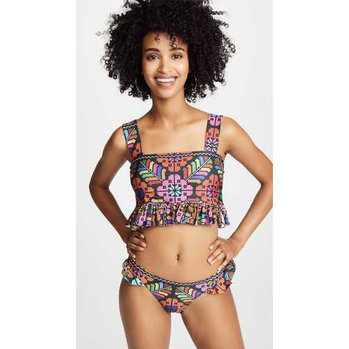 African Print Tankini Swimsuit Two Pieces with ruffle side