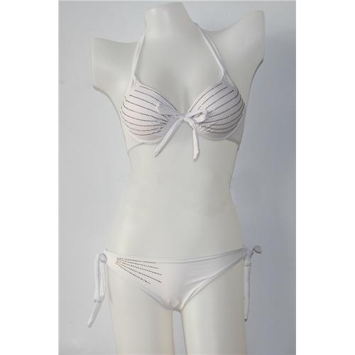 White Halter Paillette Swimmwear