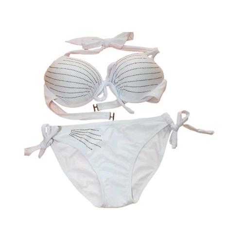 White Halter Paillette Swimmwear