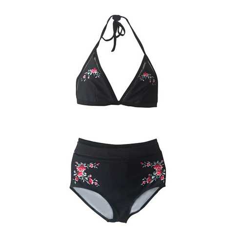 Sexy High Waist Halter Floral Bikini Swimwear