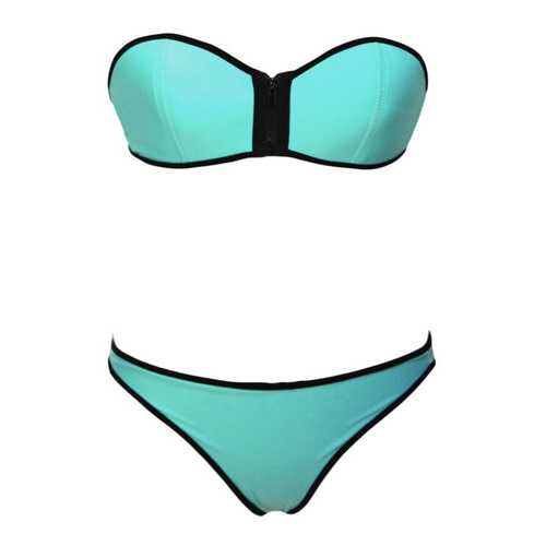 Green Strapless Top Low Rise Bottom Bikini