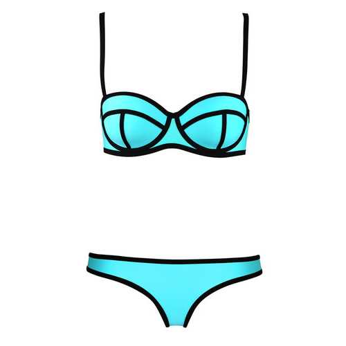 Blue Ribbon Textured Bikini Swimsuit