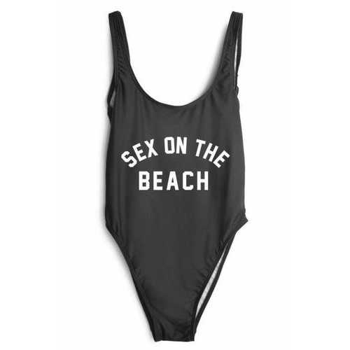 Fashion One Piece Letter Printed Bikini SEXY ON THE BEACH