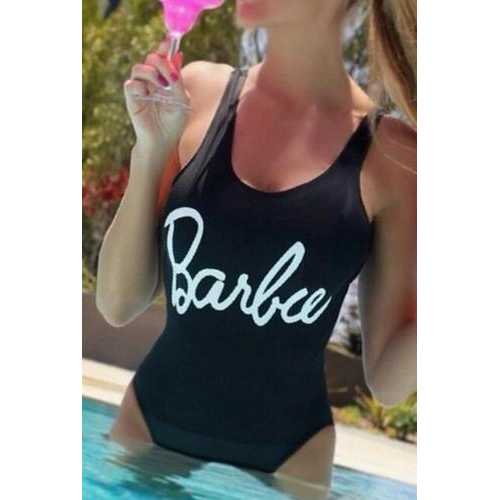 Fashion One Piece Letter Printed Bikini Barbie